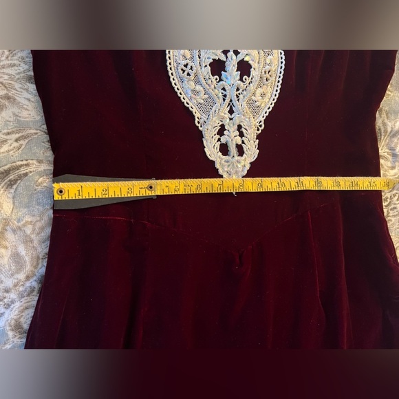 Vtg Jessica McClintock Velvet Hand Beaded Sequin Evening Gown Dress Burgundy 14 - Picture 13 of 17